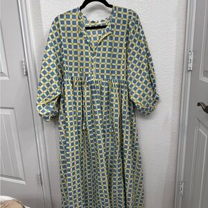 Checkered Blue and Yellow Dress
